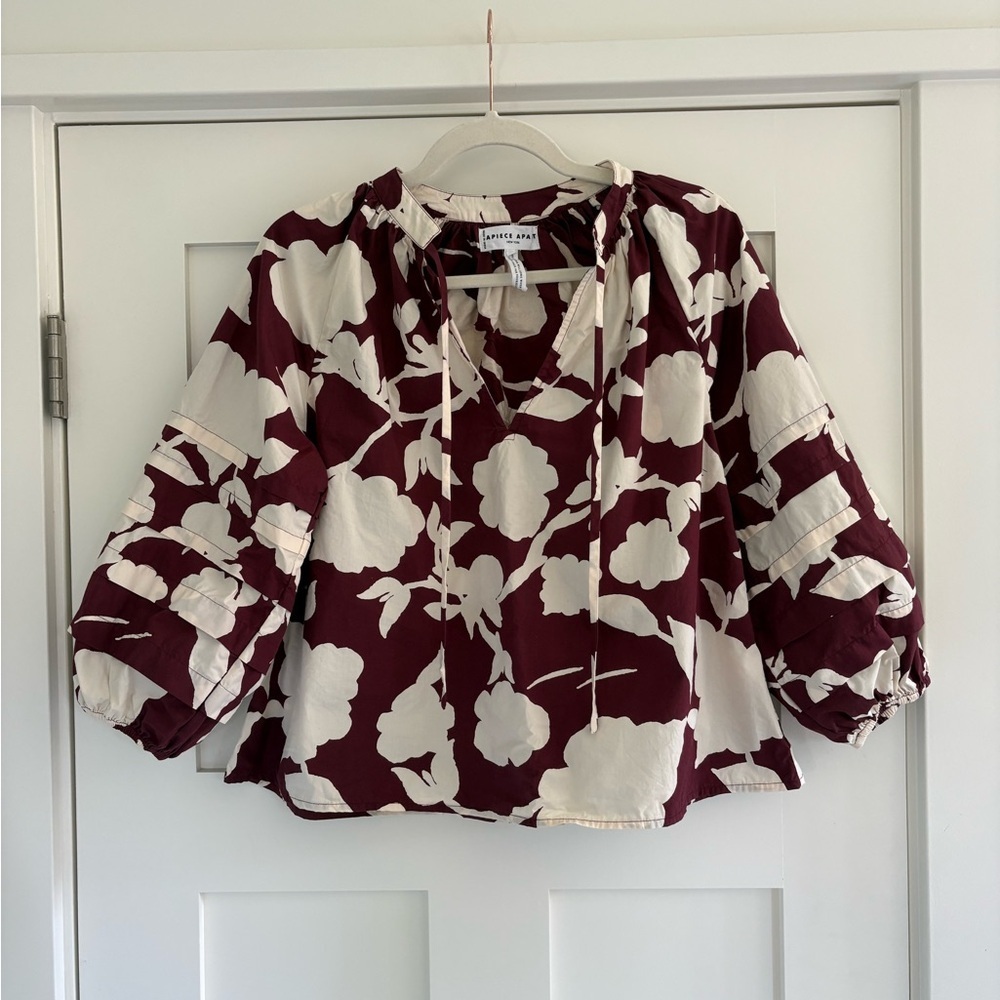 Apiece Apart Tule Floral-Print Organic Cotton Top Size XS - Picture 4 of 10